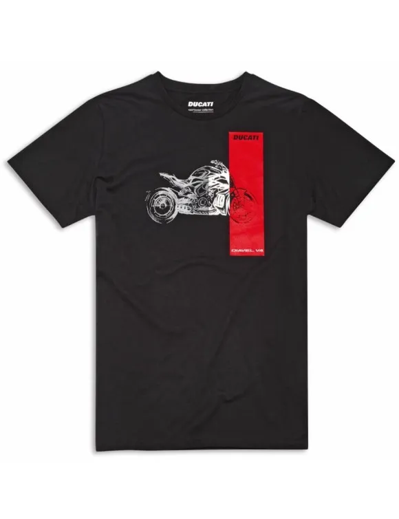 Camiseta Hombre Original Ducati Diavel V4 Negra 987708504